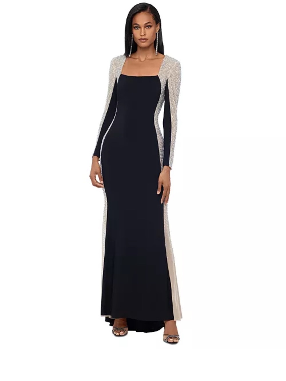 Xscape formal silhouette flattering beaded MOB Bridal formal elegant black tie